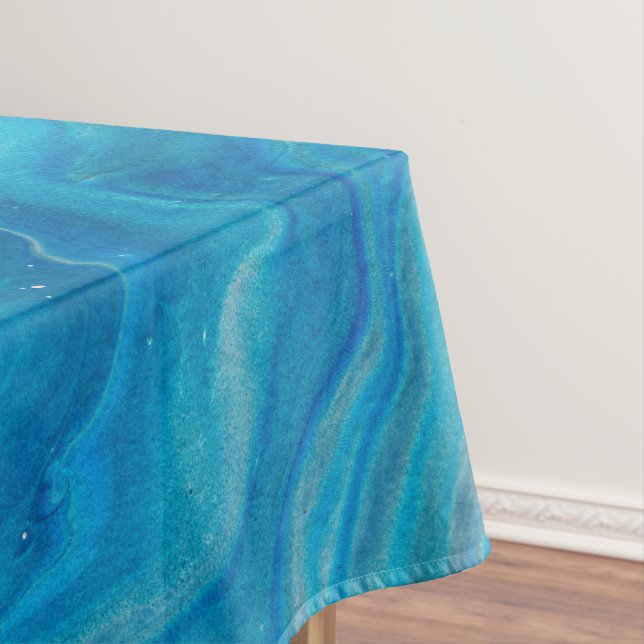 Blue & Teal Marble Agate Abstraction  Tablecloth (In Situ)