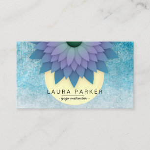 Blue Teal Meditation Holistic Lotus Flower Yoga Business Card