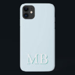 Blue & Teal | Minimal Modern Initial Monogram iPhone 11 Case<br><div class="desc">This stylish phone case design features a simple modern design in light blue and teal green. Make one of a kind phone case with custom initial and name. It will be a cool, unique gift for someone special or yourself. If you want to change the fonts or position, click the...</div>