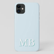 Blue & Teal | Minimal Modern Initial Monogram iPhone 11 Case