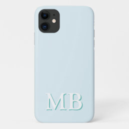 Blue &amp; Teal | Minimal Modern Initial Monogram iPhone 11 Case
