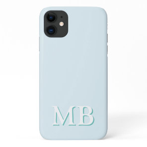 Blue & Teal | Minimal Modern Initial Monogram iPhone 11 Case