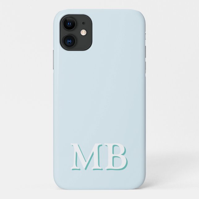 Blue & Teal | Minimal Modern Initial Monogram Case-Mate iPhone Case (Back)