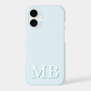 Blue & Teal Minimal Modern Initial Monogram iPhone 17 Case