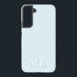 Blue & Teal | Minimal Modern Initial Monogram Samsung Galaxy S22  Case<br><div class="desc">This stylish phone case design features a simple modern design in light blue and teal green. Make one of a kind phone case with custom initials and name. It will be a cool, unique gift for someone special or yourself. If you want to change the fonts or position, click the...</div>