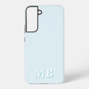 Blue & Teal   Minimal Modern Initial Monogram Samsung Galaxy S22+ Case