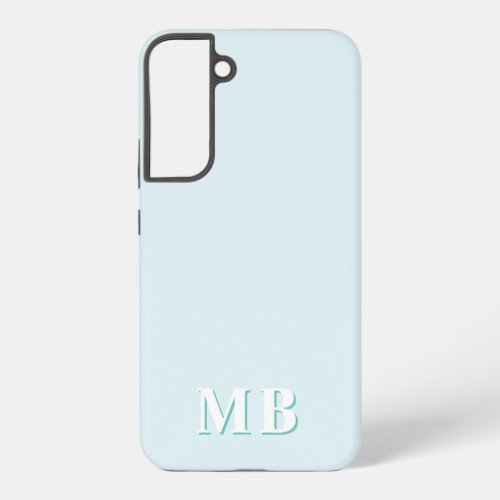 Blue  Teal  Minimal Modern Initial Monogram Samsung Galaxy S22 Case