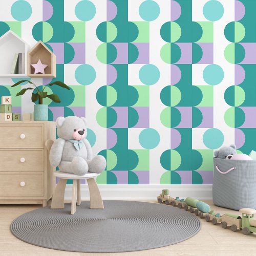 Blue Teal Mint Green Violet Purple Circles Pattern Wallpaper