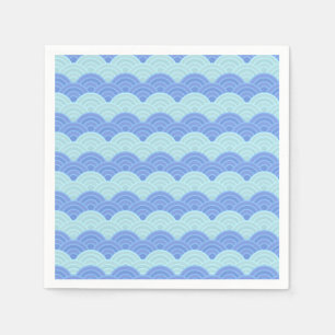Blue Teal Mint Scalloped Waves Napkins
