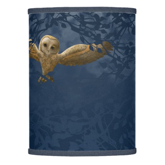 Blue Teal, Moonlight Barn Owl Desk Lamp Shade (Front)