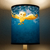 Blue Teal, Moonlight Barn Owl Desk Lamp Shade