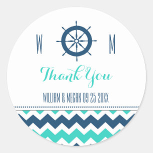 Blue Teal Nautical Thank You Wedding Favor Tags