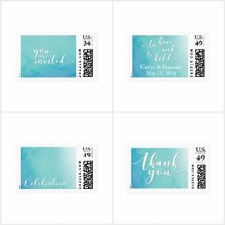 Blue &amp; Teal Ombre Watercolor Wedding and Event Set