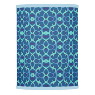 Blue Teal Openwork Lace Pattern Lamp Shade