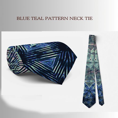 Blue Teal Pattern Neck Tie