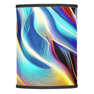 Blue Teal Pink Yellow White Wavy Abstraction Lamp Shade