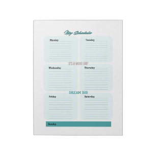 Blue Teal Planner Schedule Weekly  Notepad
