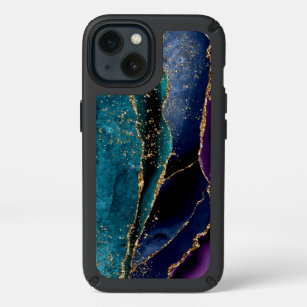 Blue/Teal/Purple Agate w/Gold Glitter Veins Speck iPhone 13 Case