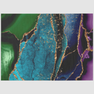 Blue/Teal/Purple Agate w/Gold Glitter Veins Tissue Paper