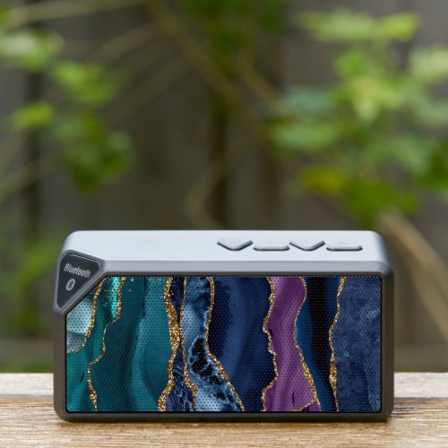 BlueTealPurple Agate wGold Veins Bluetooth Speaker