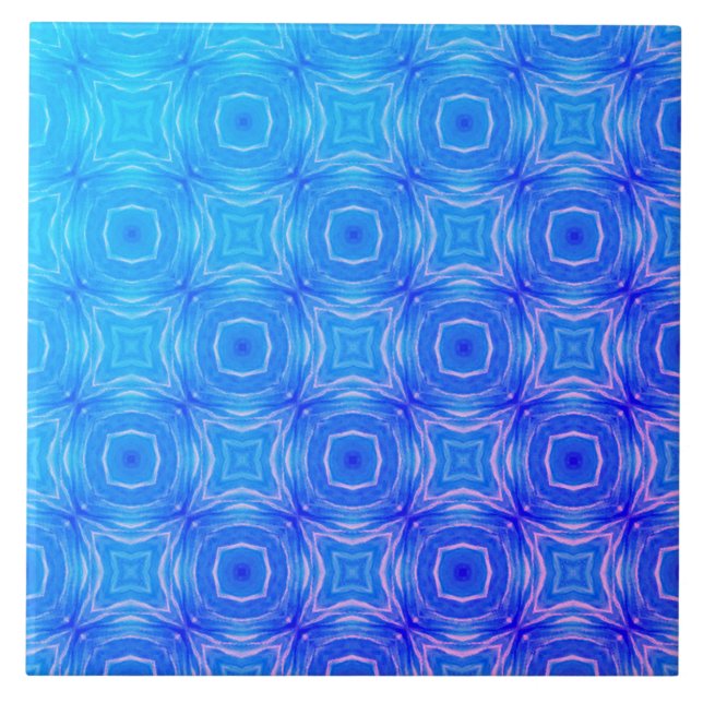 Blue, Teal, Purple, and Pink Mermaid Ripples Ceramic Tile (Front)