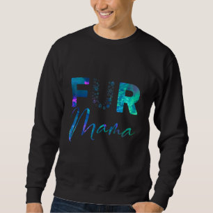 Blue teal purple Fur mama paw print heart puppy do Sweatshirt