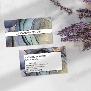 Blue Teal Purple & Gold Alcohol Ink Liquid Art Business Card