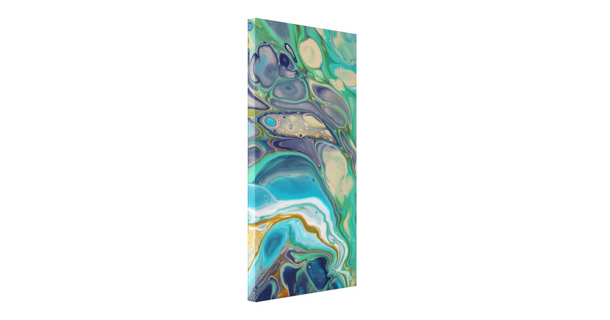 Blue Teal Purple Turquoise Marble Abstract Art Canvas Print