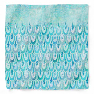 Blue Teal Shiny Mermaid Scales Fish Scales Bandana
