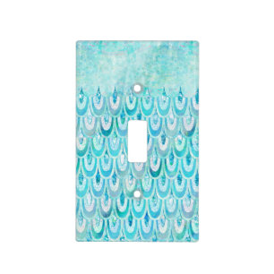 Blue Teal Shiny Mermaid Scales Fish Scales Light Switch Cover