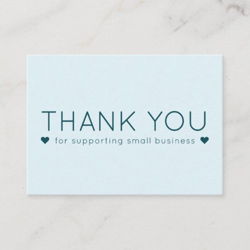 Blue  Teal Simple Modern Thank you Business Cards