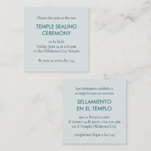 Blue & Teal Spanish/English Temple Sealing Enclosure Card