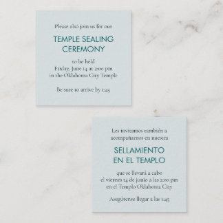 Blue & Teal Spanish/English Temple Sealing Enclosure Card