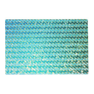 Blue Teal Sparkle Ocean Mermaid Waves Pattern Placemat