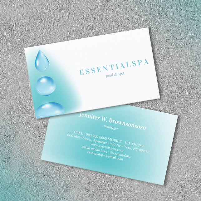 Blue Teal Spiritual Water drops reiki yoga zen Business Card (Creator Uploaded)