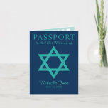 Blue Teal Star of David Bat Mitzvah Passport Invitation<br><div class="desc">Navy Blue and Teal / Turquoise Star of David Bat Mitzvah Passport. Creative invitation for your Bar Mitzvah or Bat Mitzvah celebration. Fun Passport stamps on the inside and add your favorite photo. For inquiries about custom design changes by the independent designer please email paula@labellarue.com BEFORE you customize or place...</div>
