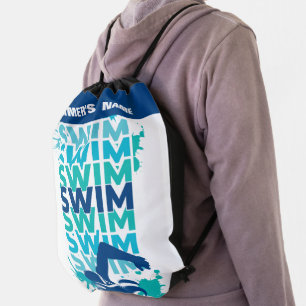 Blue Teal Swim Athlete's Swimming Drawstring Bag