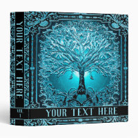 Blue Teal Tree of Life Add Text 3 Ring Binder