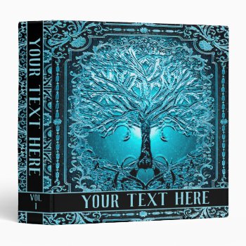 Blue Teal Tree Of Life Add Text 3 Ring Binder by thetreeoflife at Zazzle
