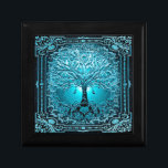 Blue Teal Tree of Life Ancient Rustic Inner Light Gift Box<br><div class="desc">A beautiful ornate design with a blue tree of life with an ornate frame and a heart at the roots.  There is a night sky background.</div>