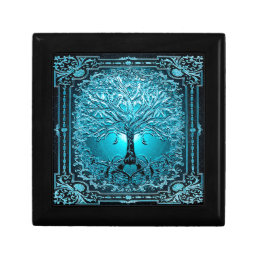 Blue Teal Tree of Life Ancient Rustic Inner Light Gift Box