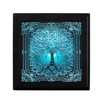 Blue Teal Tree Of Life Ancient Rustic Inner Light Gift Box by thetreeoflife at Zazzle