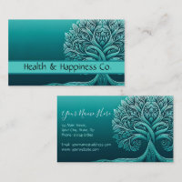 Blue Teal Tree of Life Business Card
