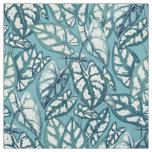 Blue Teal Tropical Leaves Fabric