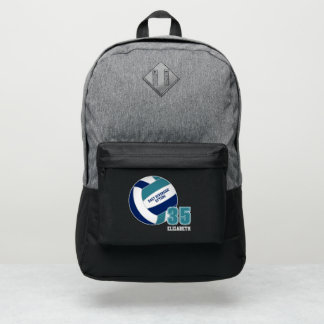 blue teal volleyball team colors custom name port authority® backpack