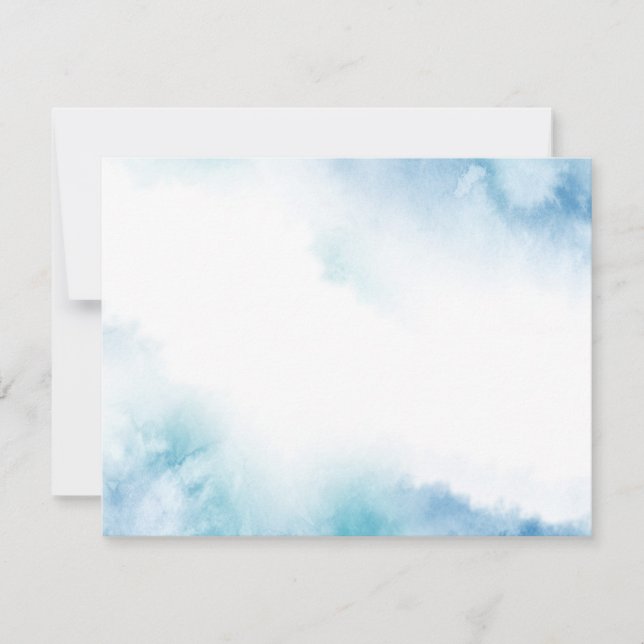 Blue Teal Watercolor Abstract Frame Note Card (Front)