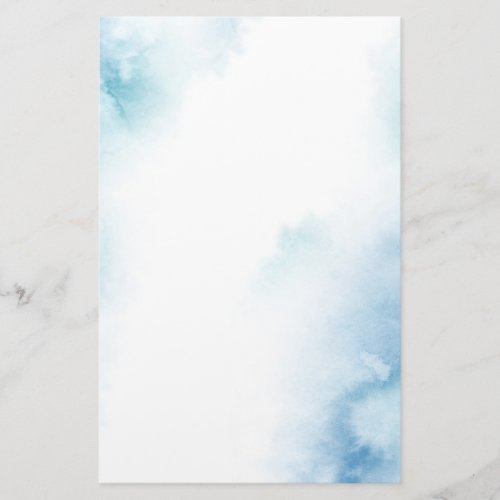 Blue Teal Watercolor Abstract Frame Stationery