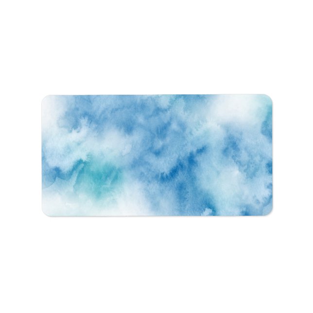 Blue Teal Watercolor Abstract Label (Front)