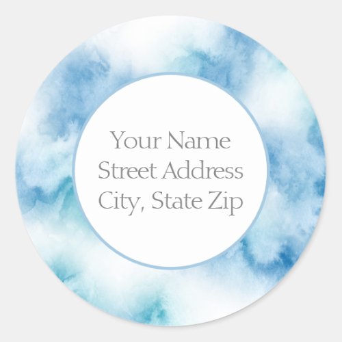 Blue Teal Watercolor Abstract Labels