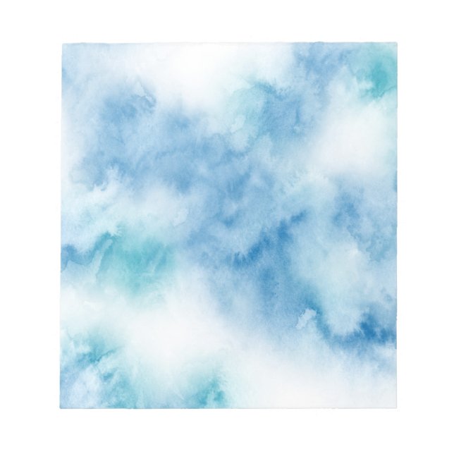 Blue Teal Watercolor Abstract Notepad (Front)